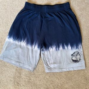 Mitchell & Ness Navy and Light Gray Tie-Dye Bulldog Athletic Shorts